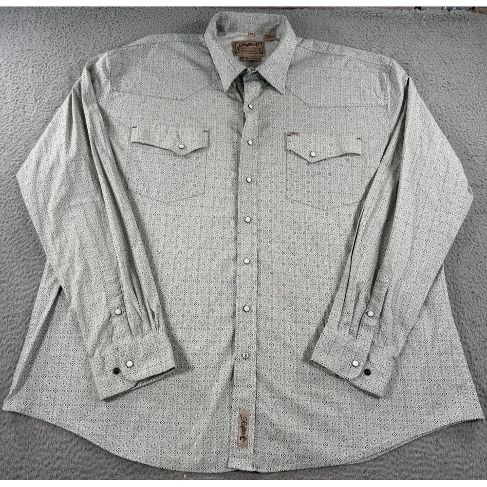 Rafter C CowBoy Collection Shirt Men's 4XB Gray Floral Pro Flex 45 Performance